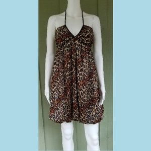 BETSEY JOHNSTON Leopard Print Silk Charmeuse Dress